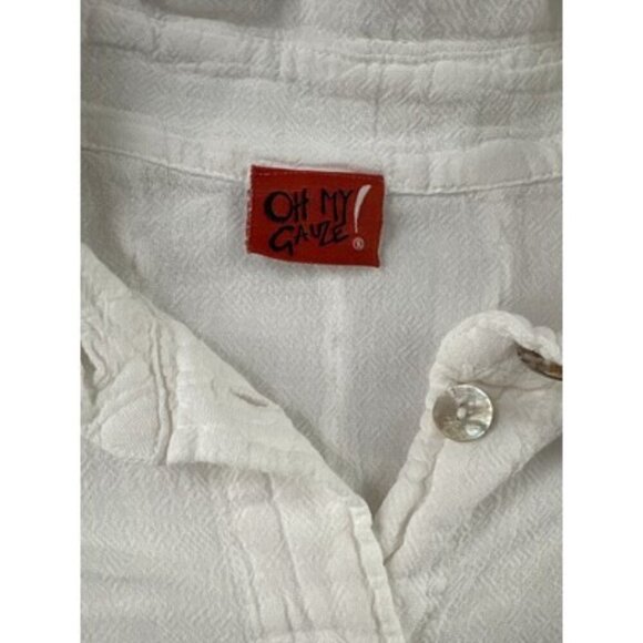 Oh My Gauze! Womens White Button-Up Shirt - L - Picture 3 of 4